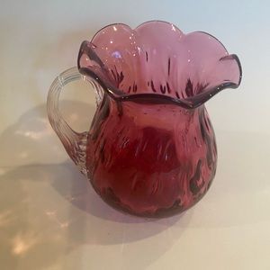Vintage Cranberry Pilgrim Glass Petite Pitcher